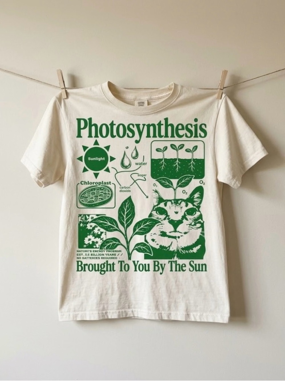Comfort Colors Photosynthesis Cat Graphic Tee for Nature Lovers